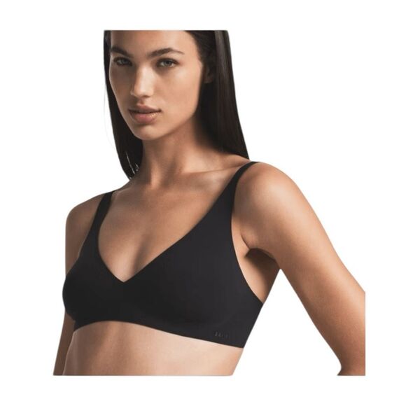 Skims Naked Plunge Bralette Onyx Black Stretch Knit L - Picture 1 of 9